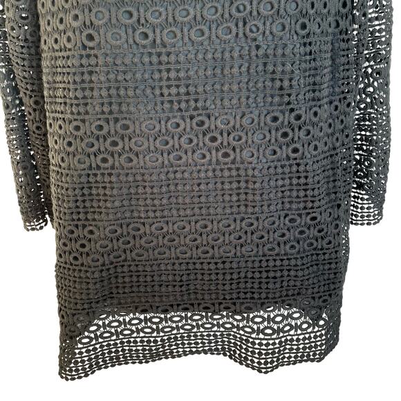 Talbots Top Women's 1XP Petite Black Crochet Lace Style Layered Lining Blouse - Picture 3 of 8
